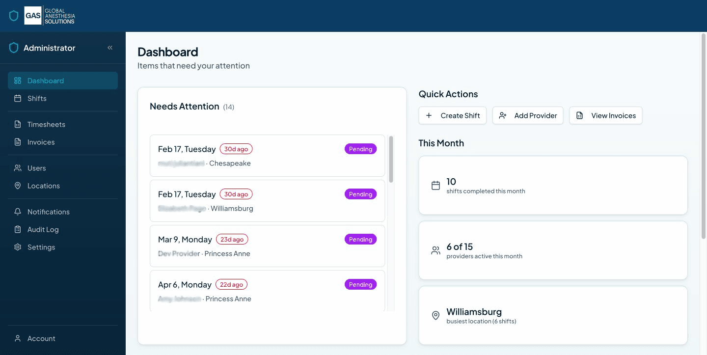 GAS Scheduling screenshot